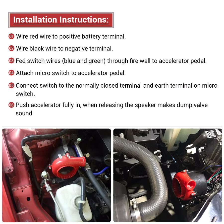PQY Racing Universal Elektronisches Turbo Blow Off Ventil mit Analogem Sound in Rot - Bild 5