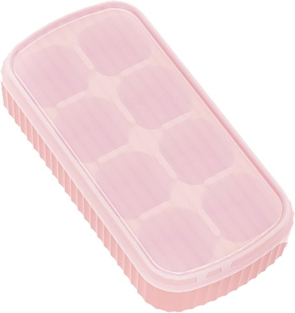 Fishine Silikon Eiswürfelform mit abnehmbarem Deckel, 8 quadratische Eiswürfelformen, rosa - Bild 1