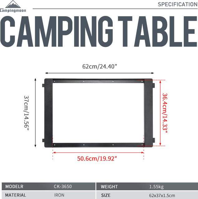 CAMPINGMOON CK-3650 IGT Tragbares Campingstuhl- und Tisch-Set in Schwarz aus Eisen - Bild 1