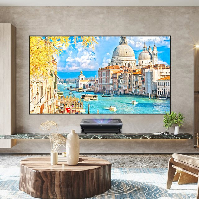 TOPMEIJIA ALR CLR UST Projektorleinwand mit festem Rahmen, 150 Zoll, 4K Ultra HD, 16:9, Weiß - Bild 1