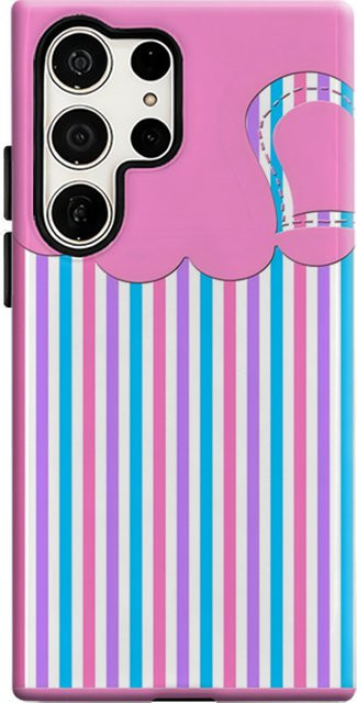 Glänzende doppelschichtige Rückseiten-Handyhülle Pink Cloud Stripes für Samsung Galaxy S25 Ultra, S24 und S23 Ultra Plus - Bild 1
