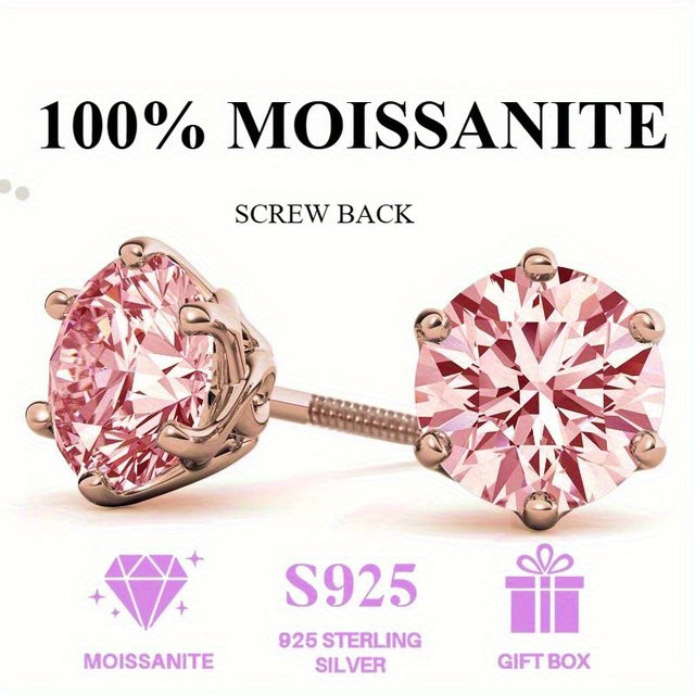 Ohrringe 925 Silber, Roségold, Moissanit, Damen - Bild 1