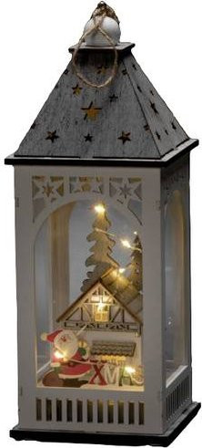 Konstsmide LED Holzlaterne in Weiß mit Haus-Motiv und warmweißer Beleuchtung für Weihnachten - Bild 1