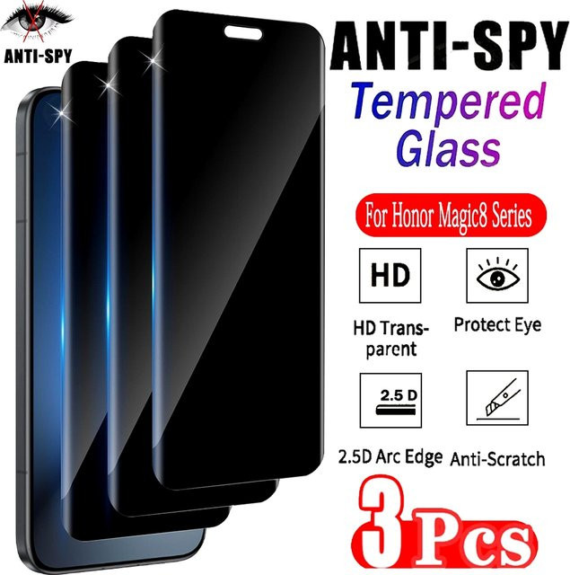 3 Stück Anti-Spy Displayschutzfolie aus gehärtetem Glas für Honor Magic 8 7 6 5 Pro Lite X9A X9C sowie Honor 500 400 300 Pro 200 100 90 Lite - Bild 1