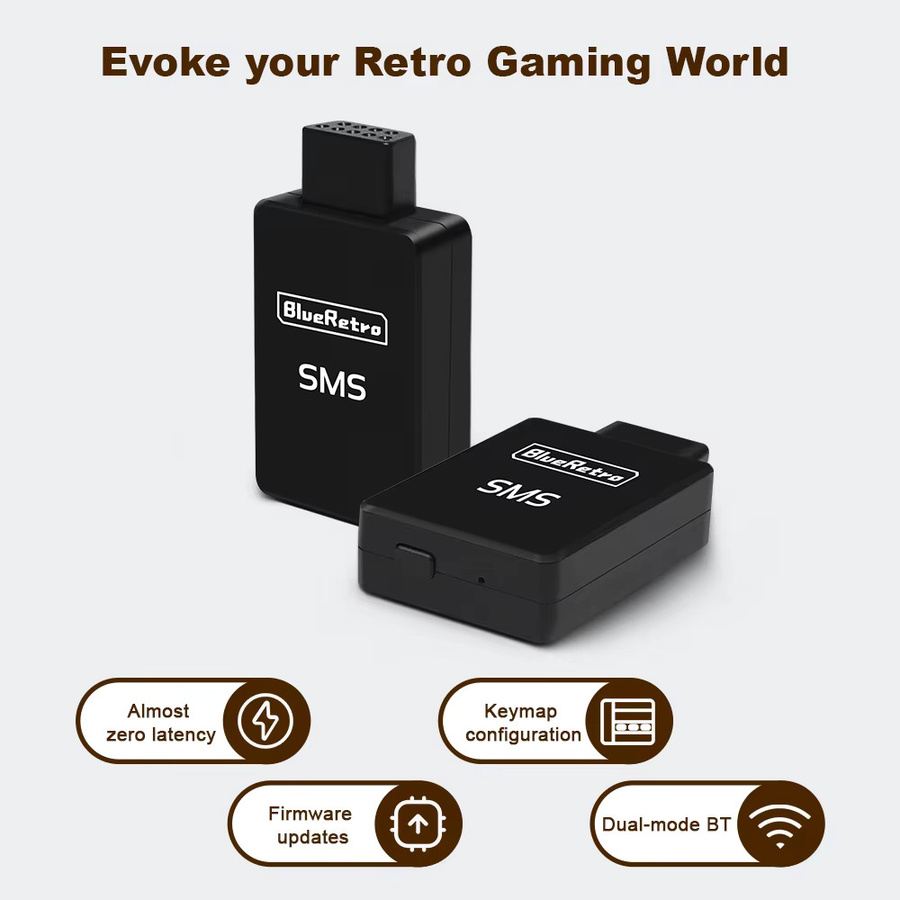 8Bitdo RetroScaler BlueRetro Wireless Game Controller Adapter für SMS Sega Master System zu PS3 PS4 PS5 via Bluetooth in Blau und Schwarz - Bild 2