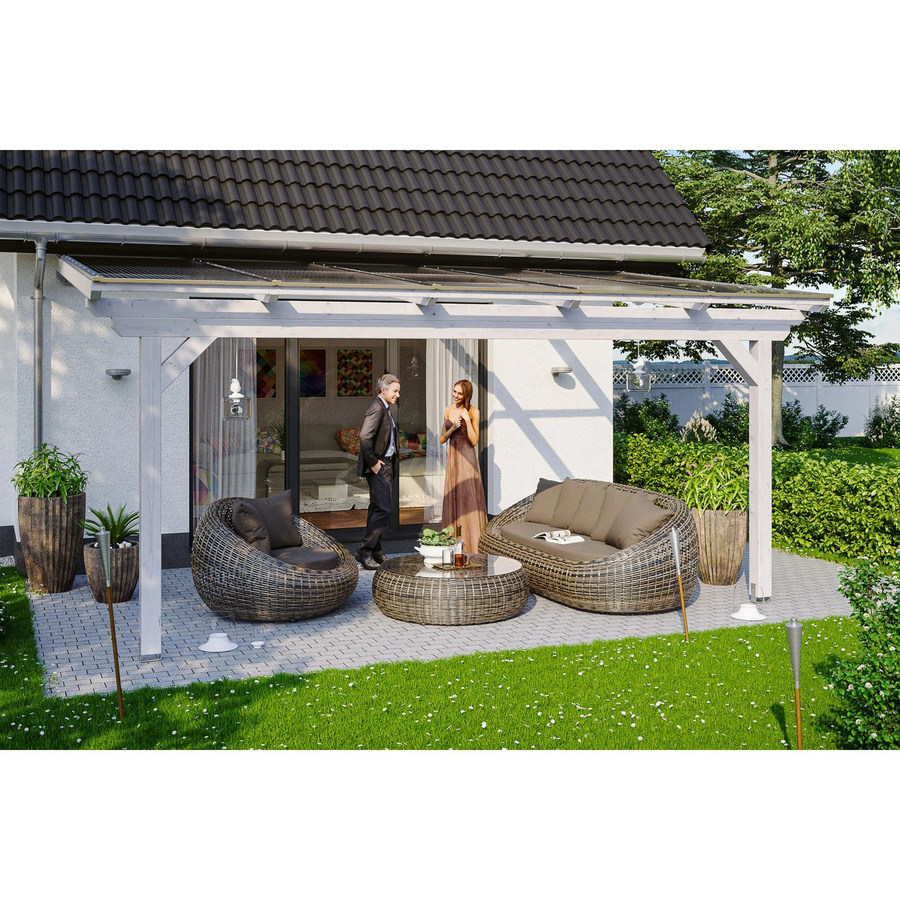 Skan Holz Terrassenüberdachung Ancona aus Leimholz mit Polycarbonat-Dach in Weiß, B/T: 541 x 350 cm - Bild 2