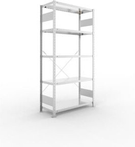 Meta Steckregal CLIP 230 S3 GR mit 5 Böden, verzinkt, Farbe: Silber, B/T/H: 200 x 100 x 40 cm - Bild 1