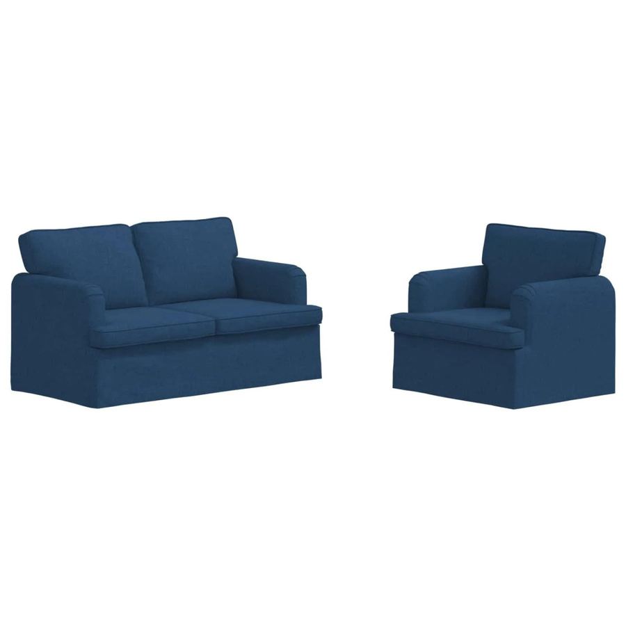 vidaXL Sofa 2-teilig in Blau mit Stoffbezug und Metallrahmen, B/T/H: 144 x 80 x 85 cm - Bild 2