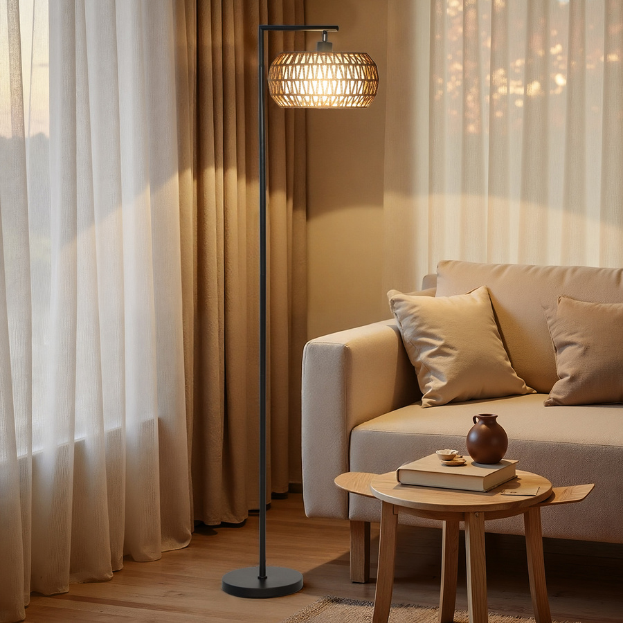 HOMCOM LED Stehlampe mit Doppelschirm in Schwarz, dimmbare Stehleuchte im Boho-Stil mit Fernbedienung, 3 Farbtemperaturen und Timer für Wohnzimmer, Schlafzimmer oder Büro - Bild 2