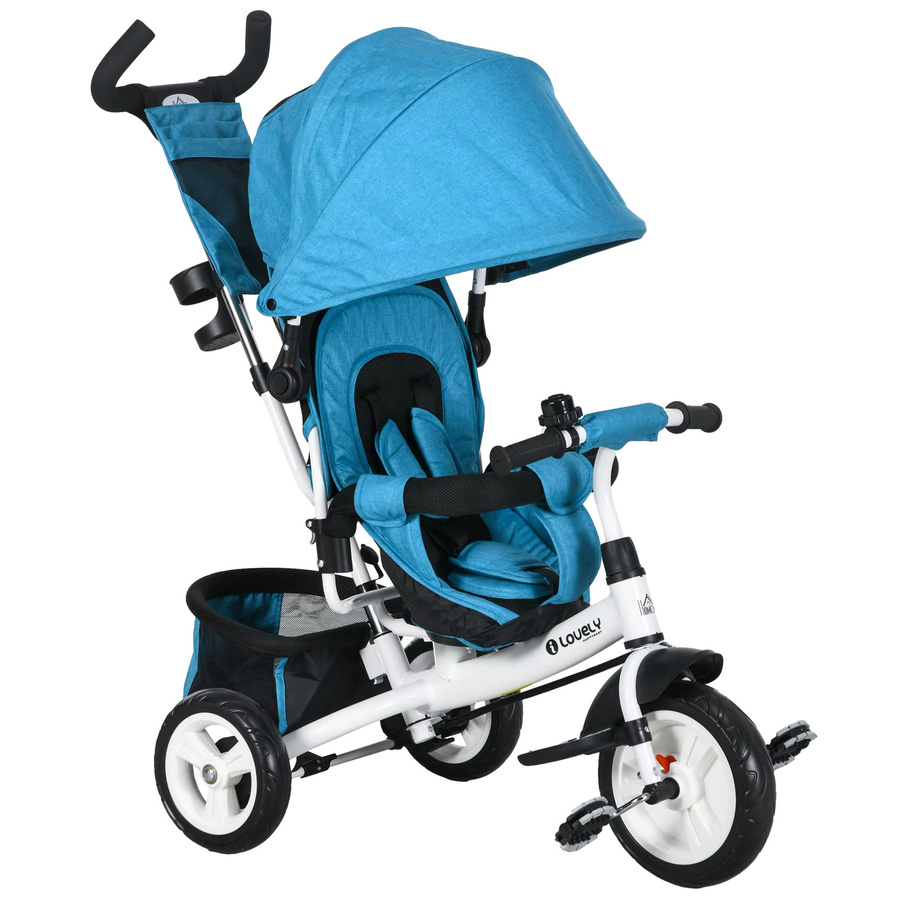 HOMCOM Kinderdreirad 6-in-1 mit Schubstange und Sonnendach, Grün - Bild 2