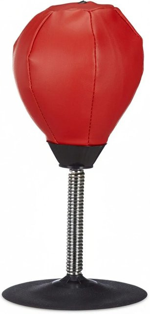 Relaxdays Punchingball Tisch aus Kunstleder und Stahl in Rot mit Saugnapf, B/T/H: 35,5 x 18 x 18 cm - Bild 1