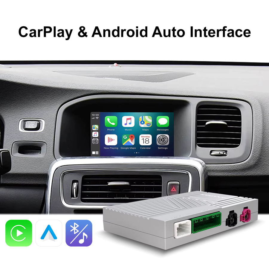 LEXXSON Drahtlose CarPlay und Android Auto Retrofit Kit Decoder Box für Volvo V40 V60 S60 XC60 S80 (2015-2018) in Grau mit Wi-Fi und Bluetooth - Bild 4
