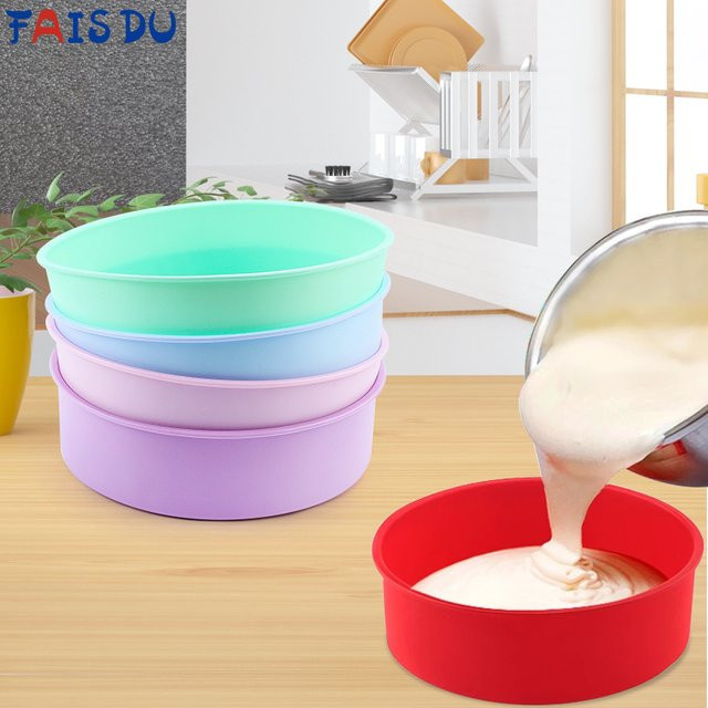 Runde Silikon-Kuchenform von FAIS DU in Rot für Gebäck und Fondant - Bild 1