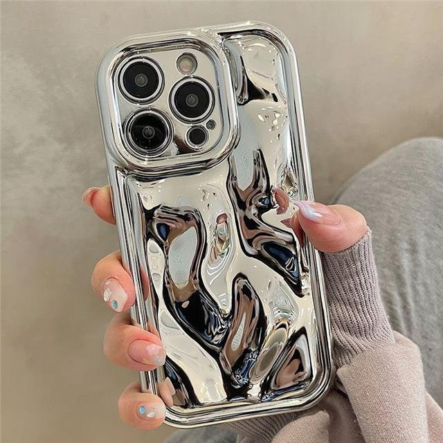 Handyhülle mit 3D Meteoritenstruktur für iPhone 11 bis iPhone 16 Plus in Silber - Bild 1
