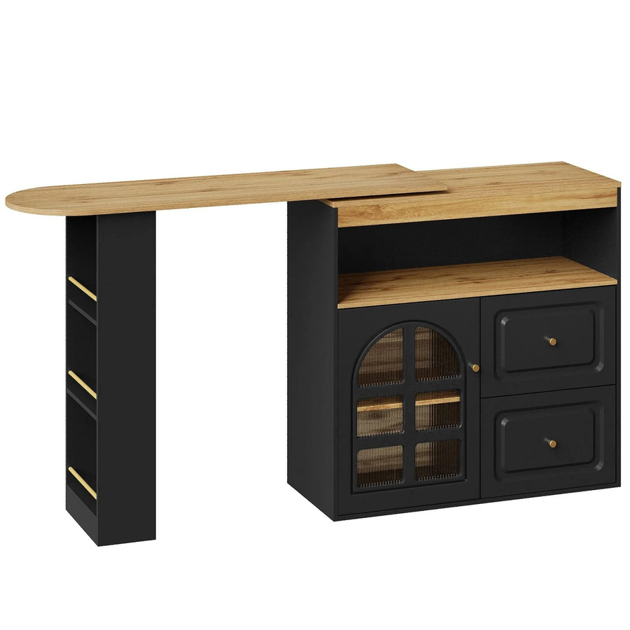 okwish Sideboard mit Drehfunktion in Schwarz für dein Esszimmer oder Wohnzimmer, B/T/H: 138-204 x 39 x 104 cm - Bild 2