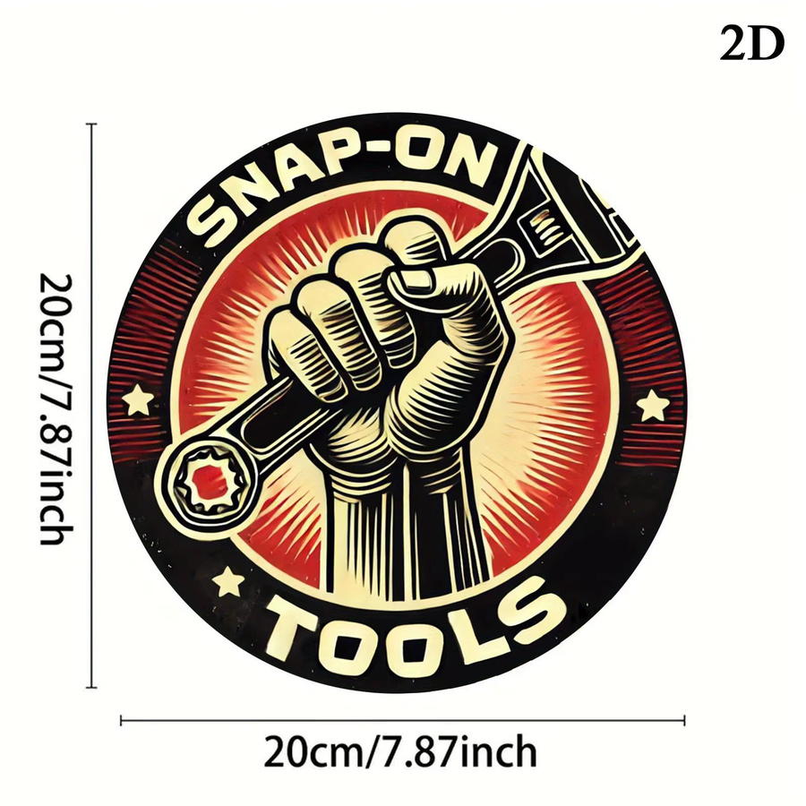 Potdemiel Vintage Snap-On Tools Metallschild rund in Rot und Schwarz mit Schraubenschlüssel-Illustration, Durchmesser: 19,81 cm - Bild 2