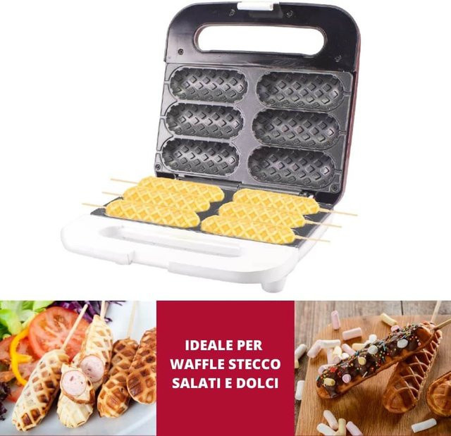 beper P101CUD100 Waffeleisen für Waffeln am Spiess in Rot mit Antihaftbeschichtung für 6 Waffeln - Bild 1