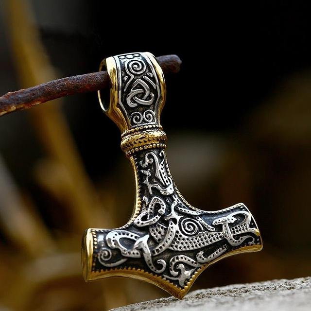 YIRAN Jewelry Halskette, Mjolnir Valknut Anhänger, Edelstahl, Herren - Bild 1