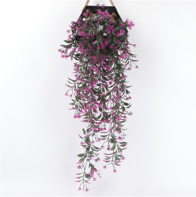 Spilewka Künstliche Hängende Weidenranke mit Blumen in Pink und Lila, Länge: 78 cm - Bild 1