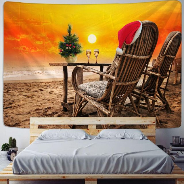 Super Six Wandteppich Weihnachten Schnee Szene in Boho-Stil, Mehrfarbig, B: 95 cm, H: 70 cm - Bild 1