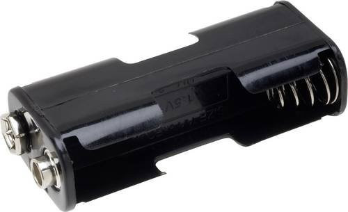 TRU COMPONENTS BH-322-1B Batteriehalter für 2x Mignon AA mit Druckknopfanschluss in Schwarz - Bild 1