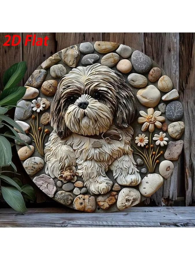 CIFBUY Shih Tzu Aluminium Kranz Wandskulptur, B/H: 20 x 20 cm - Bild 5