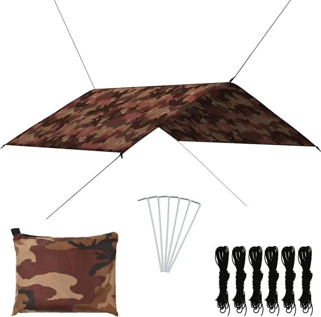 vidaXL Outdoor-Tarp Camouflage in Grün und Multicolour aus Polyester, B/T: 400 x 400 cm - Bild 1