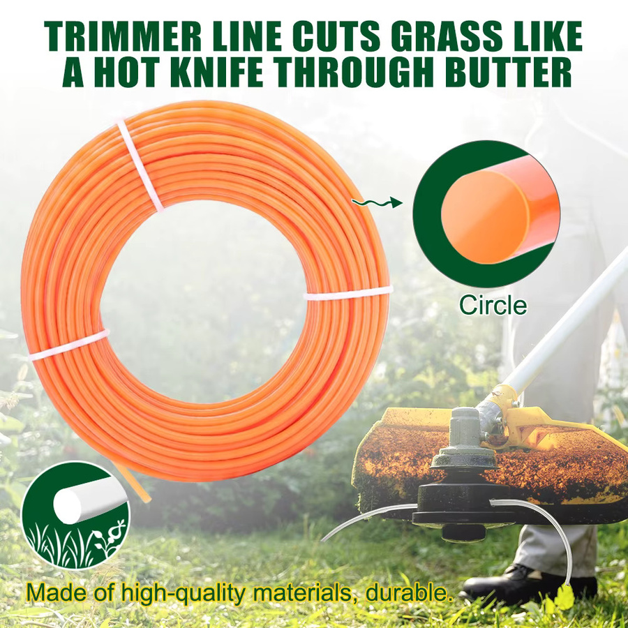 CMCP Runde Nylon-Trimmerleine in Orange, 15 m Mähfaden als Rasentrimmer-Seil und Rasenmäher-Zubehör - Bild 2