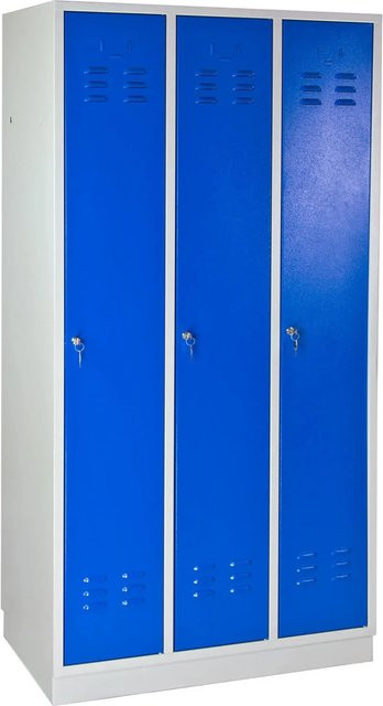 PROREGAL Garderobenschrank Ermine mit 3 Türen aus Stahlblech, Farbe: Lichtblau Blau, H x B x T: 178 x 89 x 50 cm - Bild 1