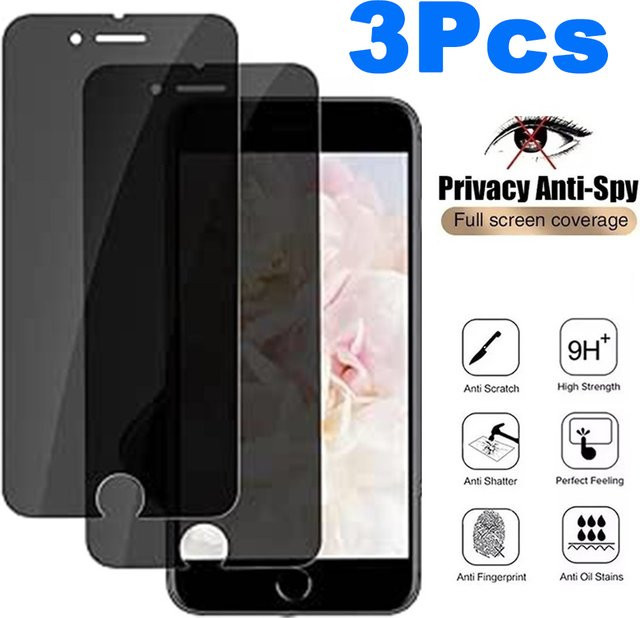 3er-Pack Apple iPhone SE 2020 Anti-Spy Sichtschutzfolie aus gehärtetem Glas - Bild 1