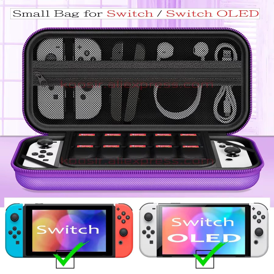 Tragetasche für Nintendo Switch und Nintendo Switch OLED mit Hardcover Shell und Umhäntegurt, Farbe: Lila - Bild 6