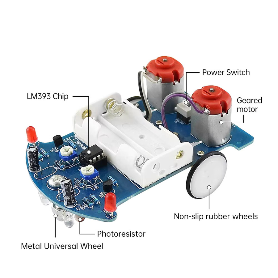 Aideepen D2-5 DIY Kit Intelligente Tracking Linie Auto, Elektronische Produktion Montage Smart Auto DIY Löten Praxis Kit, Fahrzeuge - Bild 5