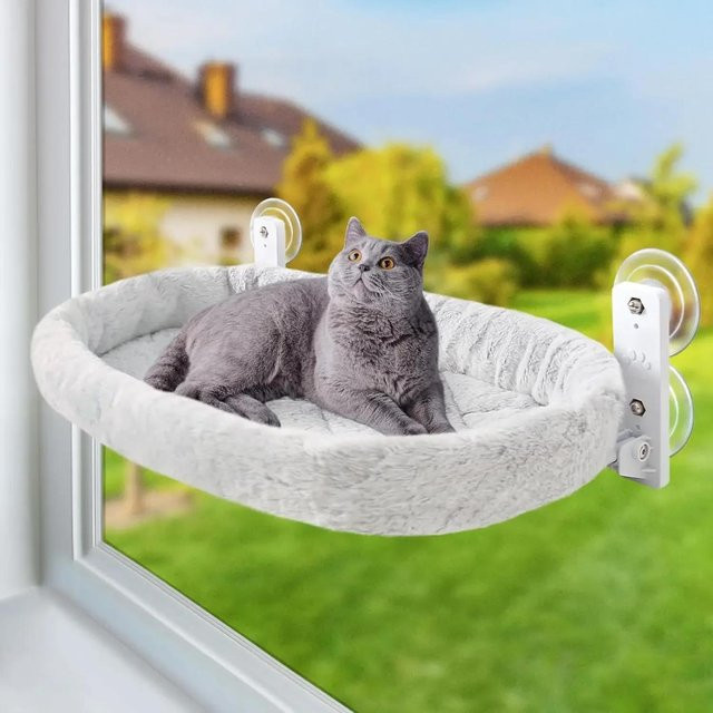 Pet Products My Katzen-Hängematte für Fenster und Balkon aus Mikrofaser, Weiß, Durchmesser: 30 cm - Bild 1