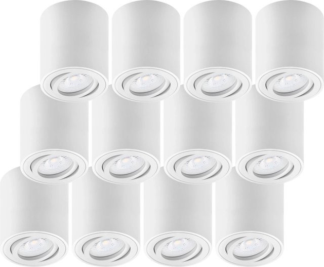Oktaplex 12er Set Aluminium Aufbauspots Lile M Schwenkbar mit LED-Modulen Warmweiß 3000K in Weiß - Bild 1