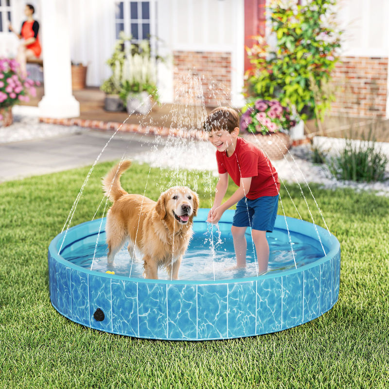 PawHut Hundepool aus Kunststoff in Blau, B/H/L: 160 x 30 x 160 cm - Bild 7