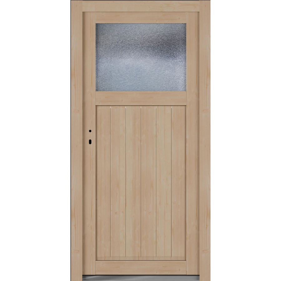 Roro Nebeneingangstür OHE 1002 Fichte mit Glaseinsatz, Farbe Beige/Braun, B: 90 cm, H: 190 cm, DIN Links - Bild 2