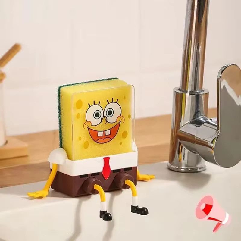 Potdemiel SpongeBob Schwammkopf Geschirrspülbürste und Scheuerschwamm in Gelb, B/H: 12,0 x 5,0 cm - Bild 2