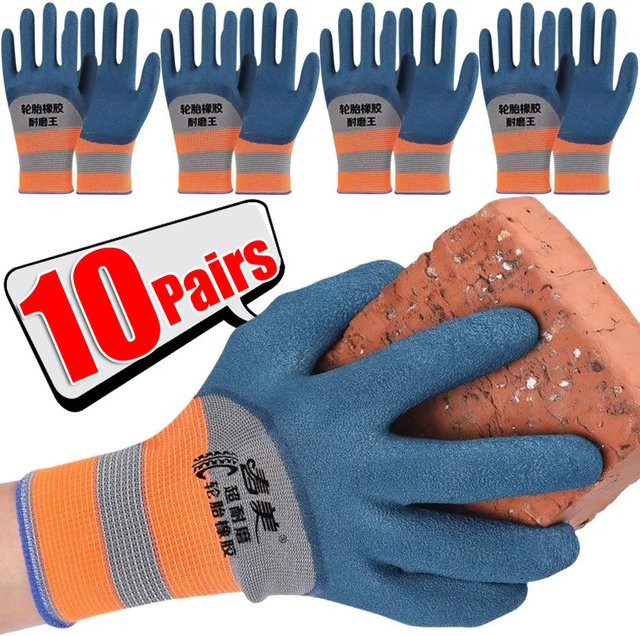 Verschleißfeste und rutschfeste Arbeitsschutzhandschuhe aus Gummi in Blau für Automobilreparaturen und Bauarbeiten - Bild 1