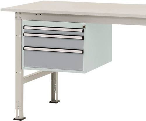 Manuflex PACKPOOL Gehäuse-Unterbau AS0002.9006 in Silber/Grau mit 3 Schubfächern, Nutzhöhe: 30 cm, für Tischtiefe: 80 cm - Bild 1