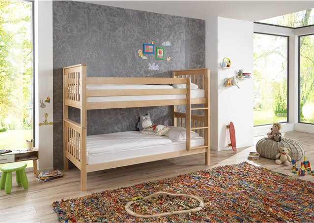 Relita Etagenbett Kick aus Buche Massiv Natur Lackiert in Braun und Beige, 2 Liegeflächen, B/T/H: 90 x 200 cm - Bild 1