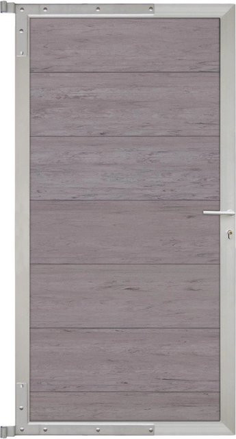 GartenLand Steckzauntor Ameland aus WPC und Aluminium in Sand-Multicolor mit silbernem Rahmen, Breite: 90 cm, Höhe: 175 cm - Bild 1