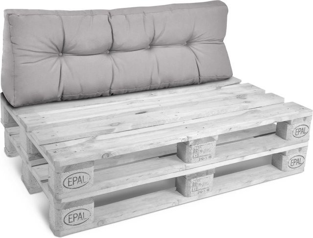 Beautissu ECO Style Palettenkissen Rücken Hellgrau B: 120 cm, T: 40 cm, H: 10 cm - Bild 1