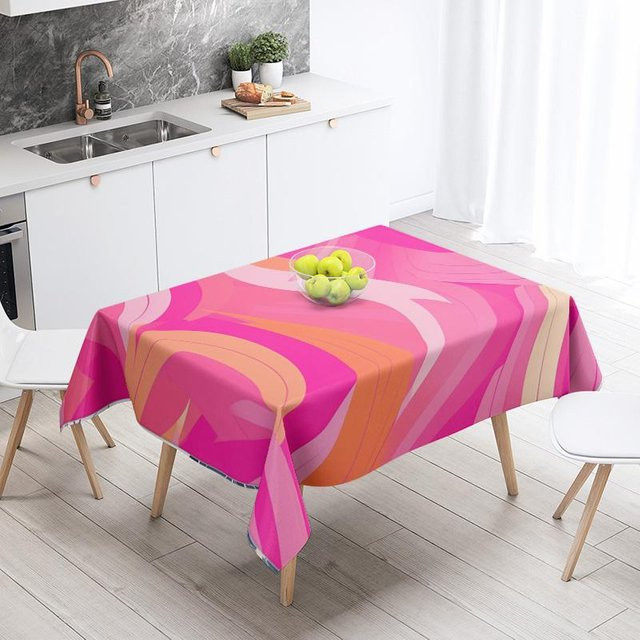 JMG Household Supplies Tischdecke in Pink mit geometrischem Design, wasserabweisend und maschinenwaschbar, B/T: 140 x 200 cm - Bild 1