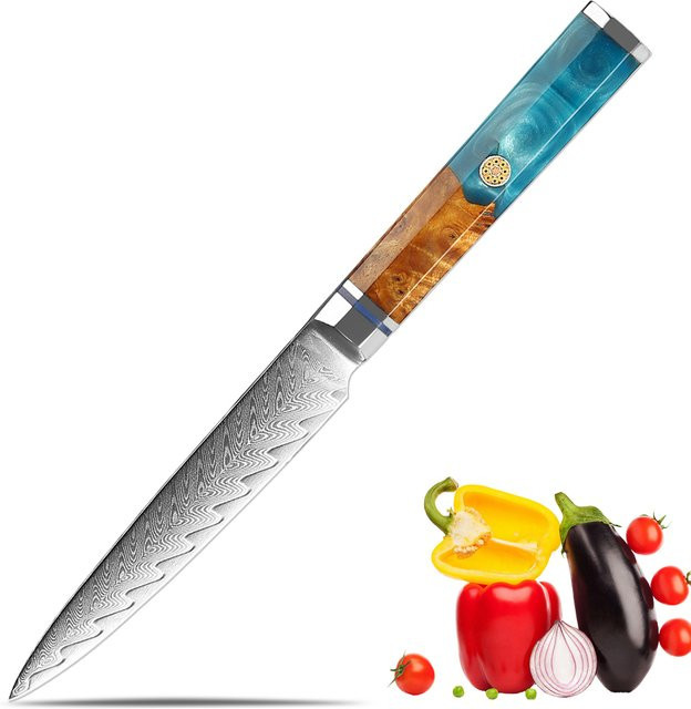 Xituo Allzweckmesser aus japanischem Damaststahl mit achteckigem Griff, Mehrfarbig, Klingenlänge: 12,7 cm - Bild 1