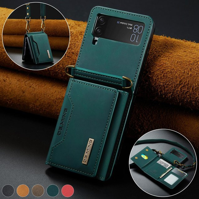 Luxus-Wallet-Funktionshülle für Samsung Galaxy Z Flip 4 5G in Grün - Bild 1
