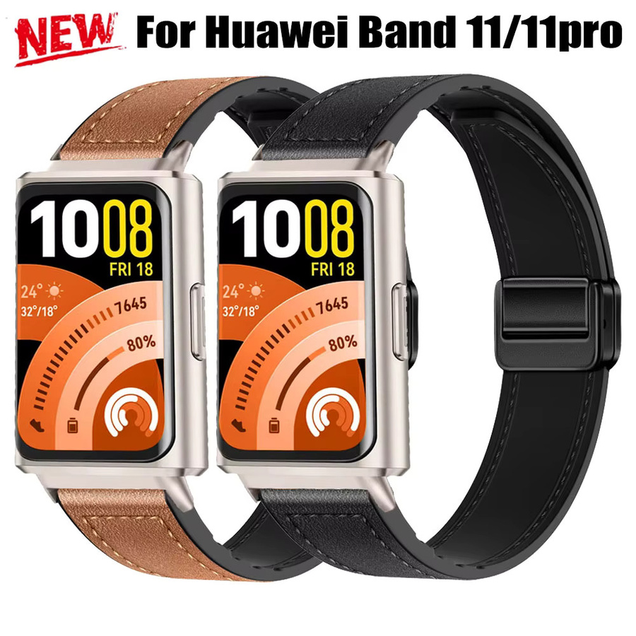 Huawei Uhrenarmband Leder, Silikon, Schwarz - Bild 6