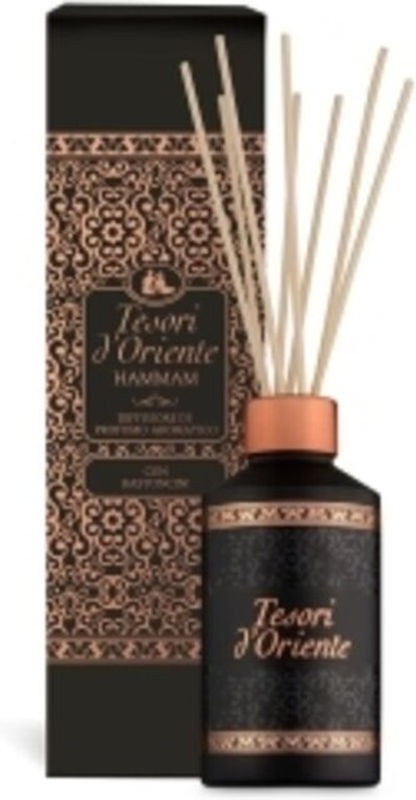 Tesori d'Oriente Hammam Stick-Diffusor mit Rattan-Stäbchen und Glasflasche, Orientalischer Duft, 200 ml, Mehrfarbig/Schwarz - Bild 1