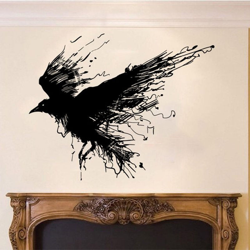 Duruibom Wandtattoo Gotischer Rabe in Schwarz und Braun für Wohnzimmer und Spielzimmer - Bild 1