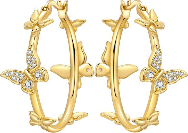 CYCUFF Creolen, 925 Silber, Gold, Schmetterling, Damen - Bild 1