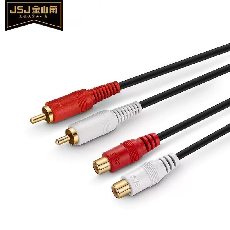 JSJ Jinshan Kok Dual Lotus Audiokabel in Schwarz mit Dual RCA Stecker auf Buchse aus sauerstofffreiem Kupfer, Länge: 1,8 m - Bild 5